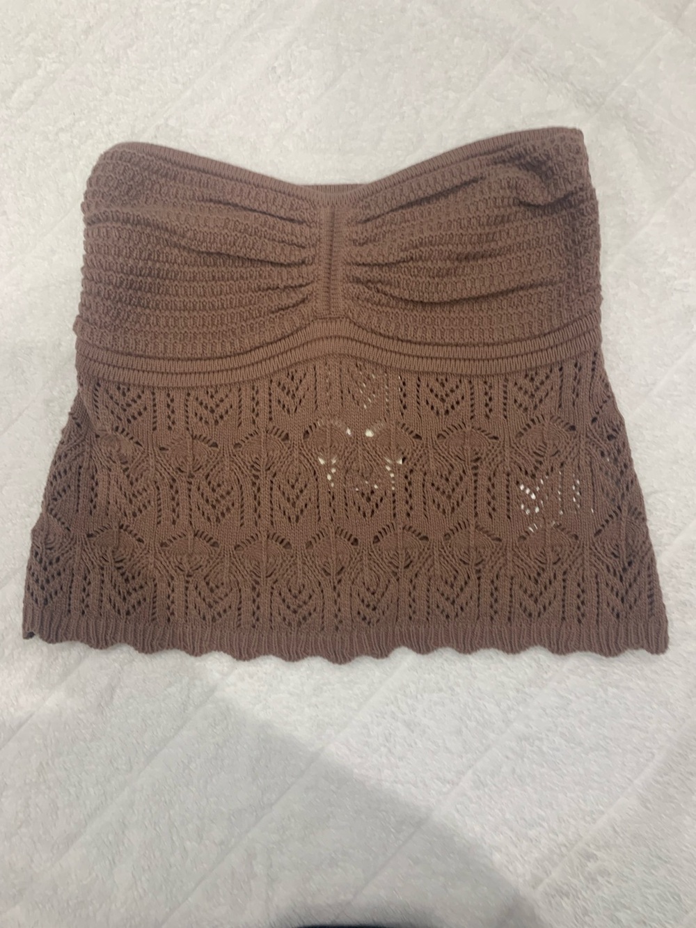 Hippie Rose knit crochet brown tube top